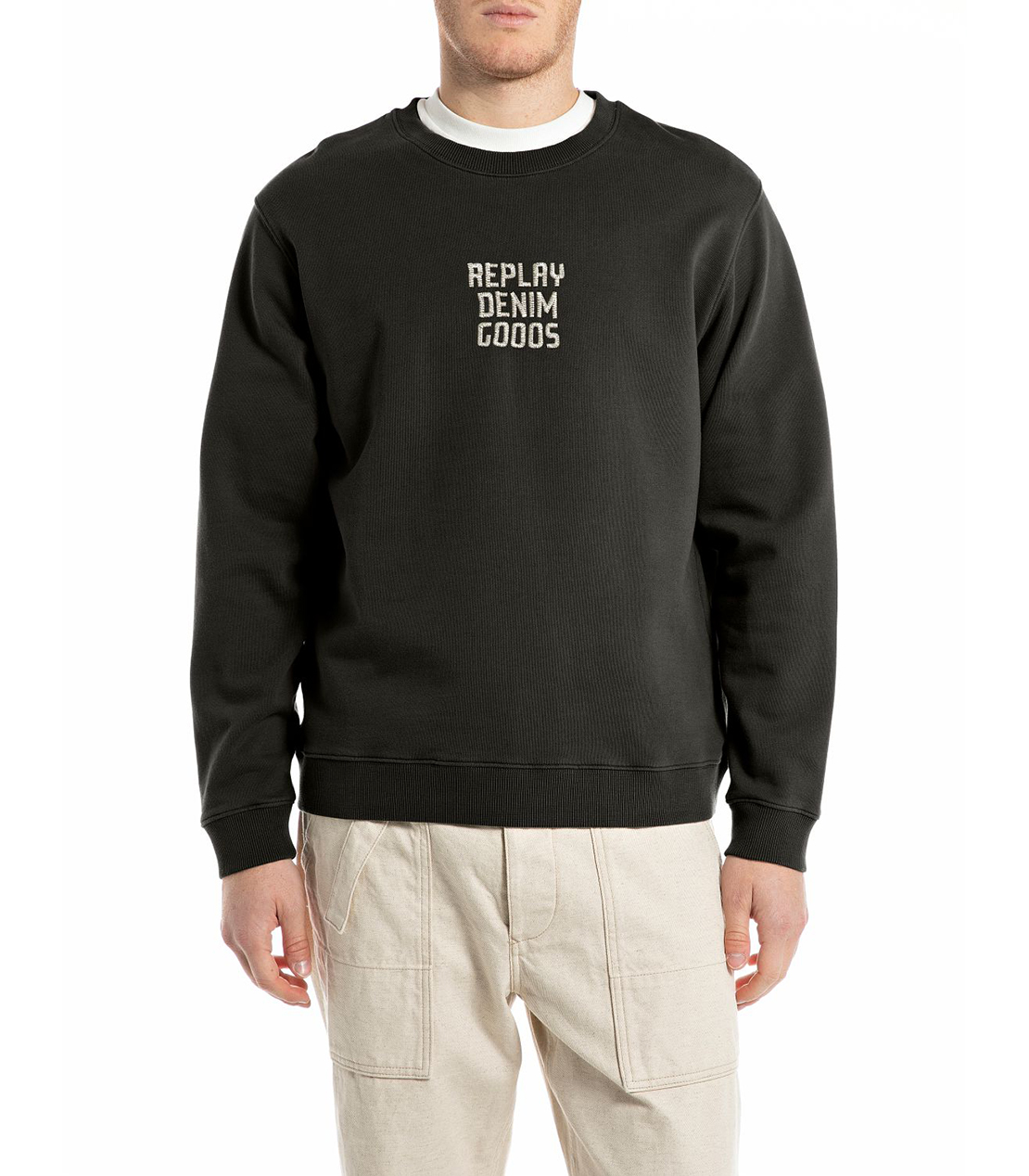 レタリング刺しゅうコットンフリース 詳細画像 ブラック 1